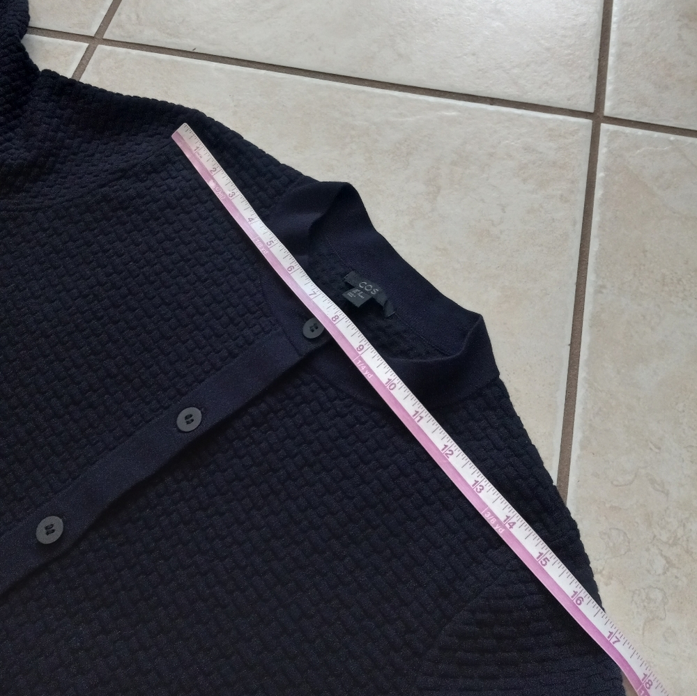 COS A-Line Textured Knit Cardigan Navy M - Picture 10 of 13